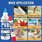Book Repair & Binding Glue Kit – 8.5 Oz + 2×1.35 Oz Acid-Free PVA Adhesive – Neutral pH, Dries Clear & Flexible for Books, Crafts, Collages & Paper Art, Used for Bookbinding and Book Repair