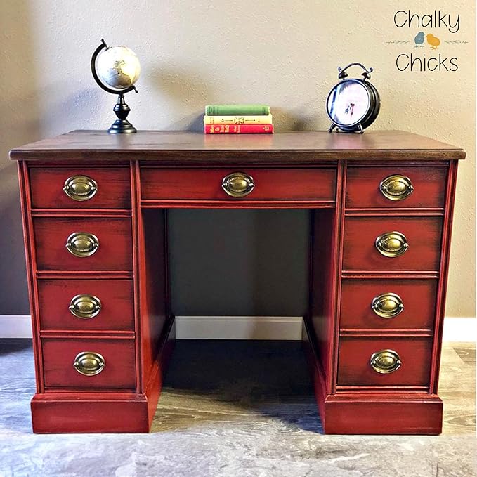Chalky Chicks All-in-One Chalk Paint for Furniture or Cabinet -32 Fl Oz - Matte Finish Poison Apple (Dark Red) for Metal, Wood Furniture Paint - No Sanding All-in-One for Home Decor & Crafts, USA Made