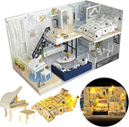 DIY Miniature House Kit, DIY Home Kit for Adults to Build, Modern Dollhouse Kit with Dust Proof & LED, Mayberry Street Miniatures, Ideal Gifts for Birthday,Valentine Christmas(Satisfied Apartment)