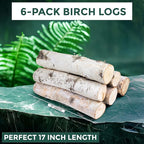 17 Inch Natural Birch Logs - Decorative Dried Birch Wood Logs for Fireplace, Wedding Centerpieces - Unfinished Wood DIY Crafts, & Home Décor - Birch Log Bundle for Indoor Display (6 PCS) (2.5"-4" DIA)