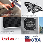 Trotec TroLase | 12"x12"x1/16", 8 Pcs | Carbon/White | 2 Ply | Modified Acrylic | Laser Engraving Double Color Plastic Sheet | Engraving Blanks for Laser, Saw, Guillotine | Made in USA