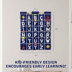 Pockets of Learning ABC Felt Wall Hanging Chart - Early Education Alphabet Fabric Wall Décor for Children's Room | Engaging Educational Learning Art for Kids with Fabric Objects in Pocket (Blue)