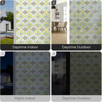 3D Stained Glass Window Film, Decorative Window Privacy Film for Bathroom,Front Door,Home, Sun Blocking Heat Control,Static Cling,23.6inch x 35.4inch Gilt Glazed Flowers