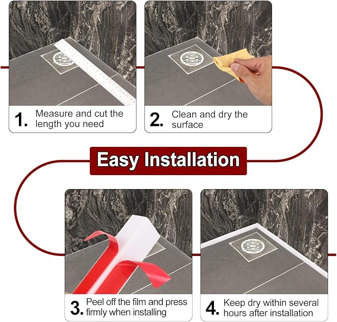 uxcell 197 Inch Flexible Quarter Round Molding Silicone Peel and Stick Trim Self Adhesive Shower Water Barrier for Corner Decor Bathroom Kitchen, White