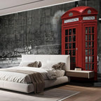 wall26 Wall Sticker/Wall Mural British Phone Booth in London, Not Peel and Stick, Non-Woven Wallpaper Decorative for Bedroom, Living Room, Office - 96x144 inches
