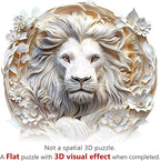 Wooden Puzzles Adults, 3D Paper Lion Wooden Puzzles 200 Pieces, Unique Animal Shaped Wood Challenging Jigsaw Puzzles Gifts for Adults, 11.4x11.2in