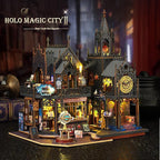 DIY Book Nook Kit - DIY Miniature Dolls House Kit with Furniture and LED Light, 3D Puzzle Wooden Art Bookends, Model Kits for Adults to Build (Holo Demon City)