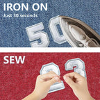 Number Iron On Patches, Numbers 0-9 Embroidery Applique Patch, DIY Decorative Heat Press Patches for Clothing Jeans Jackets Backpacks Hats (White 50 Pcs)