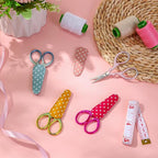 Honoson 4 Pcs Sewing Embroidery Scissors with 4 Pcs Artificial Leather Cover 3.6 Inch Stainless Steel Stork Scissors Vintage Embroidery for Needlework Manual Sewing Handicraft(Classic Colors)