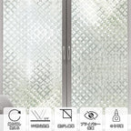 Qualsen Window Privacy Film, Stained Glass Window Film Heat Control UV, Frosted Rainbow Bathroom Decorative Film 3D Static Clings, Peel and Stick Window Tint for Home,17.5x78.7inch