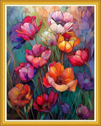 Magxvouy Cross Stitch Kits Stamped Full Range of Embroidery Kits,Cross Stitch Patterns Needlework Kits for Beginners 11CT Printed Kits&Colorful Flowers 16x20 inch