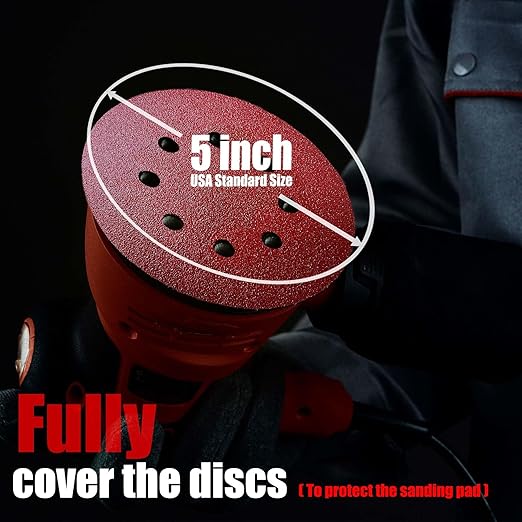 Sanding Disc 5 Inch 8 Hole, 100 Pcs Orbital Sanding Discs Hook and Loop, Sandpaper for Wood, 60 Grit Sand Paper for Random Orbital Sander