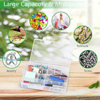 Large 24 Grids Plastic Organizer Box Adjustable Dividers,Clear Storage Box for Jewelry, Art DIY Crafts, Washi Tapes, Beads and Small Parts(3 Pack)