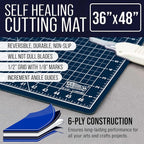 U.S. Art Supply 36" x 48" Self-Healing Cutting Mat 5-Ply - Double-Sided White/Blue Craft Mat, Non-Slip Cutting Mats for Crafts, Sewing, Quilting, Scrapbooking