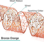 CT CRAFT LLC Sparkling Glitter Mesh Wired Ribbon 6" x 10 Yards Bronze Orange for Christmas Home Decor Bow Gift Wrapping DIY Crafts Wreath
