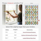Window Privacy Film Rainbow Film Stained Glass 3D Static Cling Decorative Window Sticker for Bathroom,Front Door,Home Heat Control UV Blocking Non Adhesive,Diamond Grid 17.5 x 78.7 inches