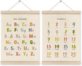 HRQKO Alphabet Numbers Poster Hanger Frame Set of 2, Nursery Wall Decor, Boho ABC Poster Wall Art with Wooden Frames, Cute Alphabet Banner Wall Hanging Decor for Toddlers Room Playroom, 12x16 Inch