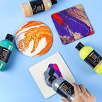 Nicpro 14 Colors 8.45oz Acrylic Pouring Paint Kit, Large Volume Premixed High Flow Pour Paints Supplies with Canvas, Wood Natural Slices, Pouring Oil, Gloves, Strainer, Cups for Beginner DIY Crafts
