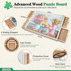 ALL4JIG 1000 Pieces 2-in-1 Tilting & Rotating Puzzle Board, 30.16" x 22.44"Adjustable Angle Puzzle Board with 4 Drawers & Clear Protective Cover, Birthday Gift for mom