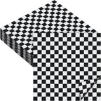 Aodaer 48 Pieces Race Car Paper Napkins Disposable Checkered Flag Napkin Racing Car Party Cocktail Dinner Napkin Set 13" x 13" Unfolded Tableware Napkins for Racing Party Supplies