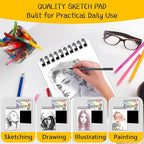 WINNER 5.5" x 8.5" Sketch Book, 4-Pack 400 Sheets Spiral Bound Art Sketchbook, 68lb/100gsm White Acid Free Drawing Pad, Painting Drawing Writing Sketch Pad for Kids, Adults, Teens, Girls & Boys