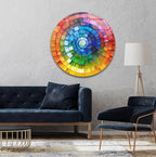 My Photostation.com 10''(25cm) Diameter Radiant Spiral Spectrum Round Glass Wall Art Tempered Glass Printing Wall Decor Large Wall Art Wall Hangings