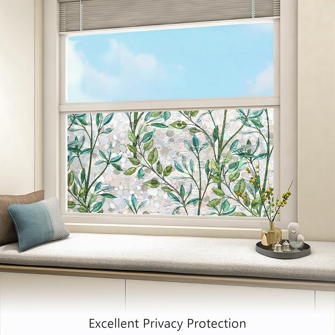 LEMON CLOUD Window Privacy Film, Stained Glass Window Film, Decorative Rainbow Window Clings, Static Cling Non Adhesive Door Stickers, Anti-UV Sun Blocker Heat Control for Home 23.6 x 157.4 inches