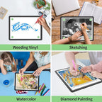 Phylosal Rechargeable A4 Light Pad with Carry Bag, Ultra-Thin Magnetic Tracing Light Box for Drawing, Diamond Art Painting Light Board with Side Button, Super Bright Light Table for Sketching (Black)