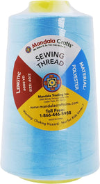 Mandala Crafts 4 Pack of Serger Threads Cones Spools - 40S/2 24000 Yards Polyester Light Blue Threads for Sergers Machine and Overlock Quilting Sewing Machine