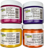 The Crafter's Workshop Stencil Butter - Mardi Gras Acrylic Paint Set - Boutique Metallic Texture Paste for Art, Canvas, Journals, & Cards - 4 x 2oz Jars