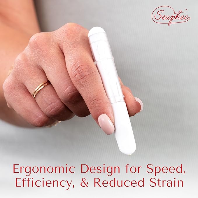 Fabric Markers for Sewing – Ergonomic Tailors Chalk Pen with Improved Dosing Wheel for Sharp Lines - Washable Sewing Chalk Marking Pens that are Compatible with Most Fabrics - White 1 Pack