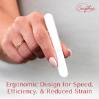 Fabric Markers for Sewing – Ergonomic Tailors Chalk Pen with Improved Dosing Wheel for Sharp Lines - Washable Sewing Chalk Marking Pens that are Compatible with Most Fabrics - White and White 2 Pack