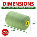 Mandala Crafts 4 Pack of Serger Threads Cones Spools - 20S/2 24000 Yards Polyester Sage Green Threads for Sergers Machine and Overlock Quilting Sewing Machine