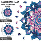 Wooden Puzzles for Adults 471 Pieces, Mandela Lotus Jigsaw Puzzles, Unique Design Color Challenge Adult Puzzles for Family Game Gift, Home Decor, 16.4x16.5 inch