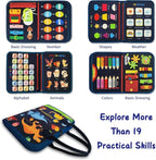 Busy Board - Dinosaur Montessori Toys for 3 4 5 Year Old - Sensory Toys for Autistic Children - Toddler Travel Toys - Busy Book for Toddlers Activities as Boys Girls Gift