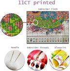 DMCVIVR Stamped Cross Stitch Kits for Adults Beginners Embroidery Kits 11CT Needlepoint Kits Cross Stitch Patterns Embroidery Patterns& Bookshelf Cat 16x20 inch