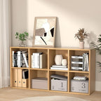 Wooden 8 Cube Storage Organizer with Closed Back Panel, Cube Shelf Heavy Duty Cubby Storage Organizer with Compartments for Living,Display Shelf,Bookshelf Furniture (Oak, 8-Cube)