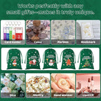 Tapleap Coth Christmas Bags with Drawstring - 50Pcs 4x6 Green Velvet for Wrapping Christmas Party Favors or Gifts for Friends, Small Bussiness, Palm Crosses