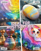 Nicpro 8 Colors Iridescent Acrylic Paint, 8.45oz / 250ml Large Bulk Metallic Acrylic Paint,Color Shifting & Non-Toxic Art Painting Supplies For Canvas Fabric Rock Wood with Color Wheel