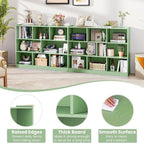 Toy Storage Organizer, 2-Tier Kids Bookshelf, 5 Cube Kids' Bookcases, Cabinets & Shelves, Wooden Toy Organizers, Small Book Shelf for Bedroom, Playroom, Classroom, Nursery (Green, 3-Tier)