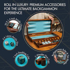20 Inch Large Backgammon Sets for Adults, Green Backgammon Board, Solid Wood. Removable Accessory Tray, Premium 1.5 Inch Checkers & Dice Set, Backgammon Game Set Backgammon Table