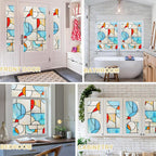 3D Stained Glass Window Privacy Film, Heat Control UV Blocking Static Cling Decorative Window Film for Bathroom,Front Door,Home Non Adhesive,23.6 x 35.4 inches Mondrian Fantasy