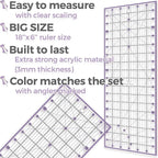 Rotary Cutter Set - Quilting Kit incl. 45mm Fabric Cutter, 5 Replacement Blades - Ideal for Crafting, Sewing, Patchworking, Crochet & Knitting (Lavender, A1 Set (36" x 24"))