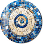 My Photostation.com 31.5''(80cm) Diameter Coastal Sunburst Beige & Blue Round Glass Wall Art Tempered Glass Printing Wall Decor Large Wall Art Wall Hangings