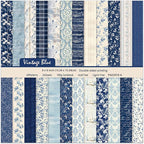 6 Inch Blue Floral Aesthetic Scrapbooking Paper Pad - 24 Sheets Double Sided Patterns for Background Photos Junk Journal Card Making Origami DIY Crafts Gifts Wrapping Material