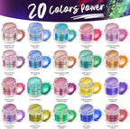 20 Colors Chameleon Mica Powder, 20 * 3g Color Shift Resin Pigment Powder for Epoxy Resin, Painting, Soap Making, Bath Bombs, Candle Making, Slime, Jewelry DIY Accessories(0.1oz/jar)