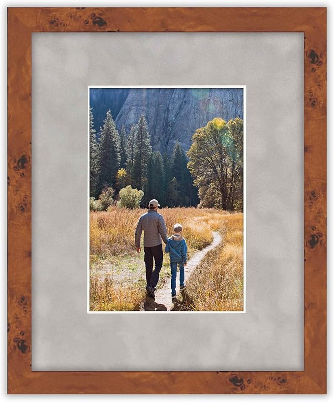 8x10 Mat Bevel Cut for 5.5x8.5 Photos - Acid Free Light Grey Suede Precut Matboard With Backing Board and Crystal Clear, Self Seal Photo Mat Bag - For Pictures, Photos, Framing - 4-ply Thickness