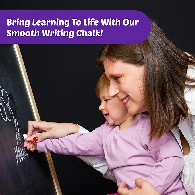kedudes White Chalk - Chalkboard Chalk for Classrooms and Home - 24 Sticks of Dustless Chalk - Smooth Writing, Easy Cleanup - Suitable for Kids, Teachers, and Creative Spaces - 2 Boxes
