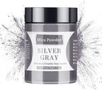 Mica Powder - 60g Mica Powder for Epoxy Resin - Pearl Pigment Powder Dye for Resin/Eye Shadow/Soap Making/Nails/Bath Bombs etc. (Silver Gray)