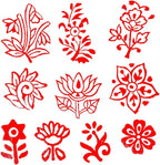 Royal Kraft Floral Wooden Printing Stamps (Set of 10) - DIY Henna Fabric Textile Paper Clay Pottery Blocks Htag2176